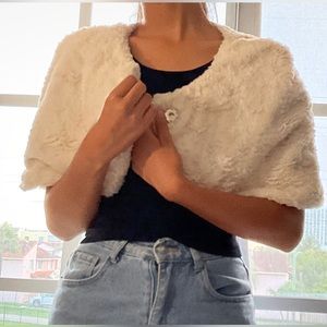 BCX DRESS white fur wrap